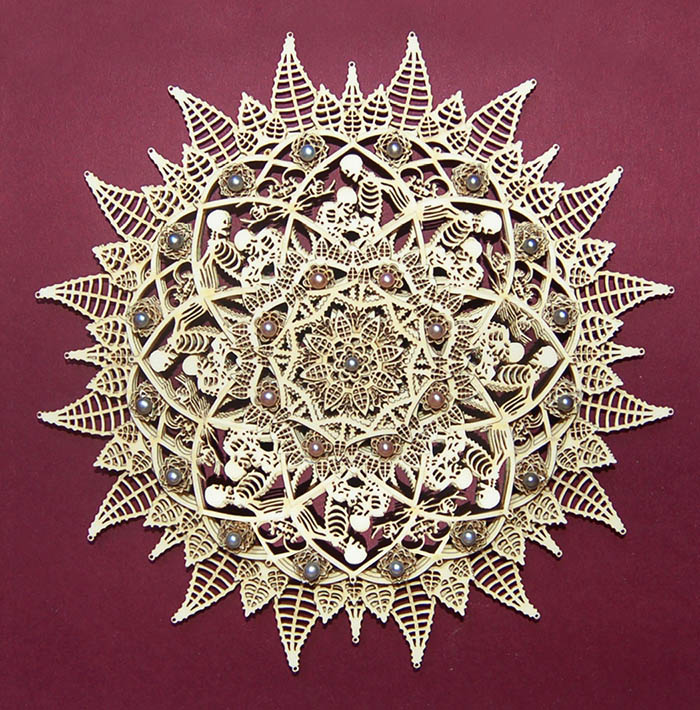 Julie Impens, paper cutting, mixed media demonstration