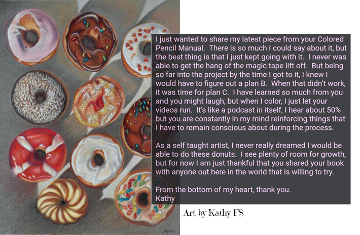 donuts by kathy-testimonialocolored pencil techniques video course-veronica winters