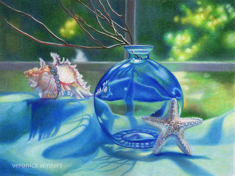 How to draw glass in colored pencil – Veronica Winters Painting