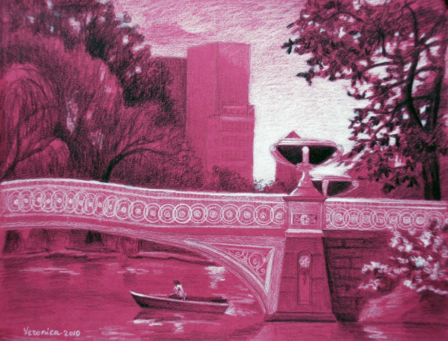 A study of Central Park in New York, 9x12 inches, lightfast colored pencils on paper   