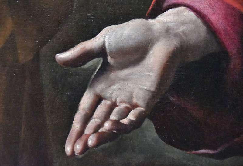 Hand, painting detail, art in Turin, Italy