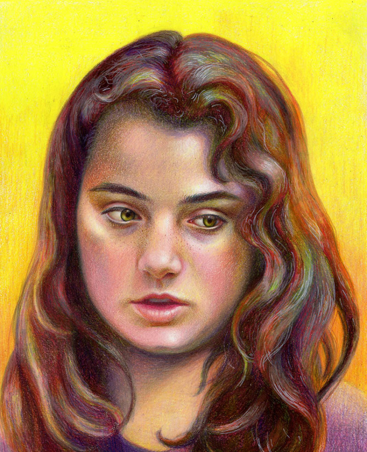 portrait drawing in colored pencil