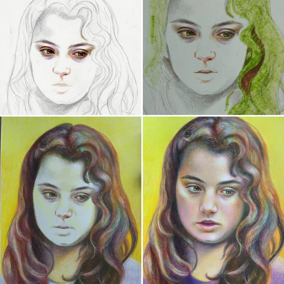 Realistic Colored Pencil Portrait Drawing Guide – Veronica Winters Painting