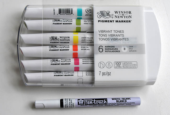 Winsor & Newton permanent markers and sakura pen