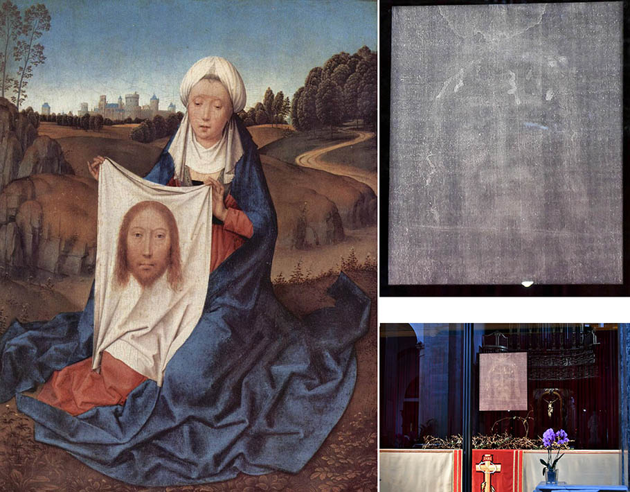 Hans_Memling veronica holding her veil, 1470 and christ in turin