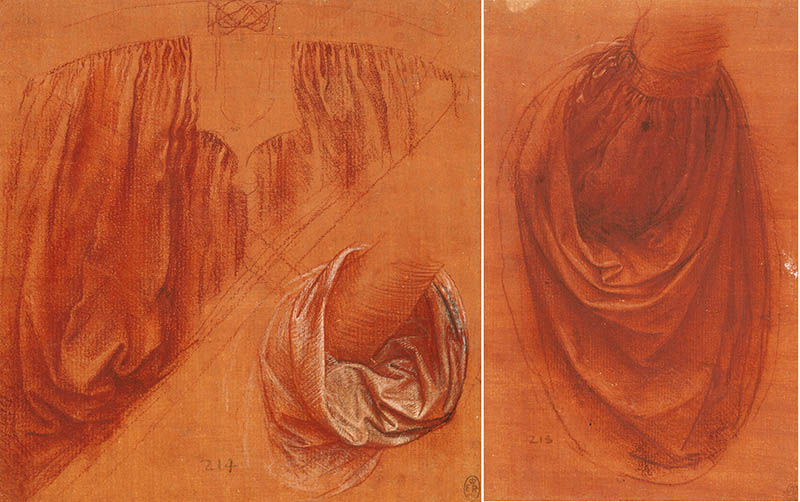 two drapery studies for salvator Mundi by da Vanci