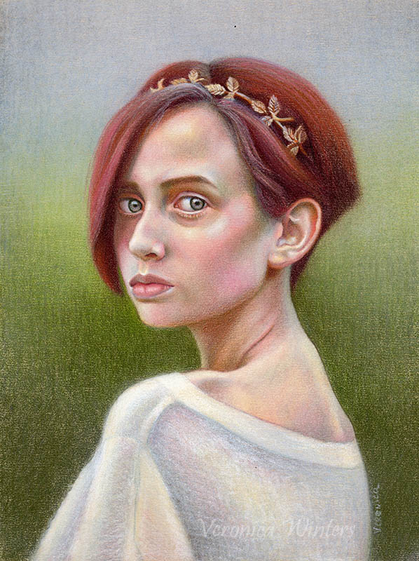 A Girl With Golden Headband By Veronica Winters Veronica Winters Painting