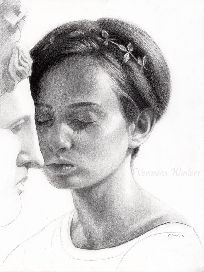 ideal lover_pencil portrait drawing, veronica winters