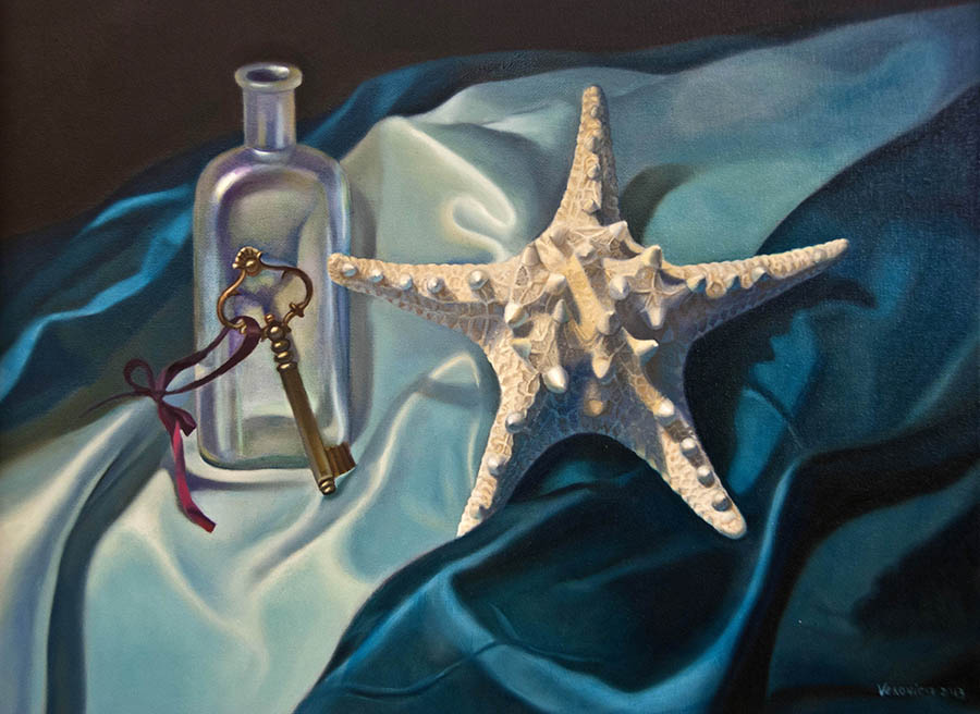 contemporary realism art oil painting with starfish by veronica winters