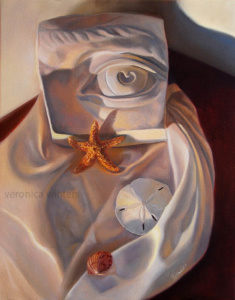 contemporary realism still life painting_davids eye with shells by veronica winters