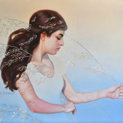 presence_veronica winters_16x20_oil on panel, contemporary romantic paintings of women