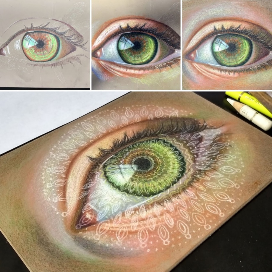 how to draw an eye in colored pencil with creative twist