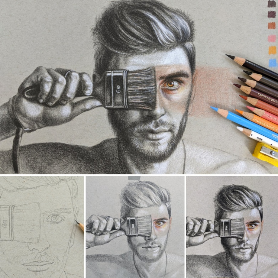 A4 Canvas Custom Handmade Realistic Color Pencil Sketches at Rs 3000/piece  in Vellore