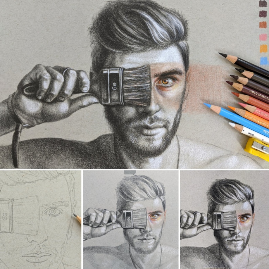 How to use MARKERS with COLORED PENCILS - Drawing Realistic