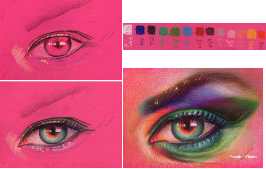 How I Draw An Eye In Colored Pencils On Colored Paper