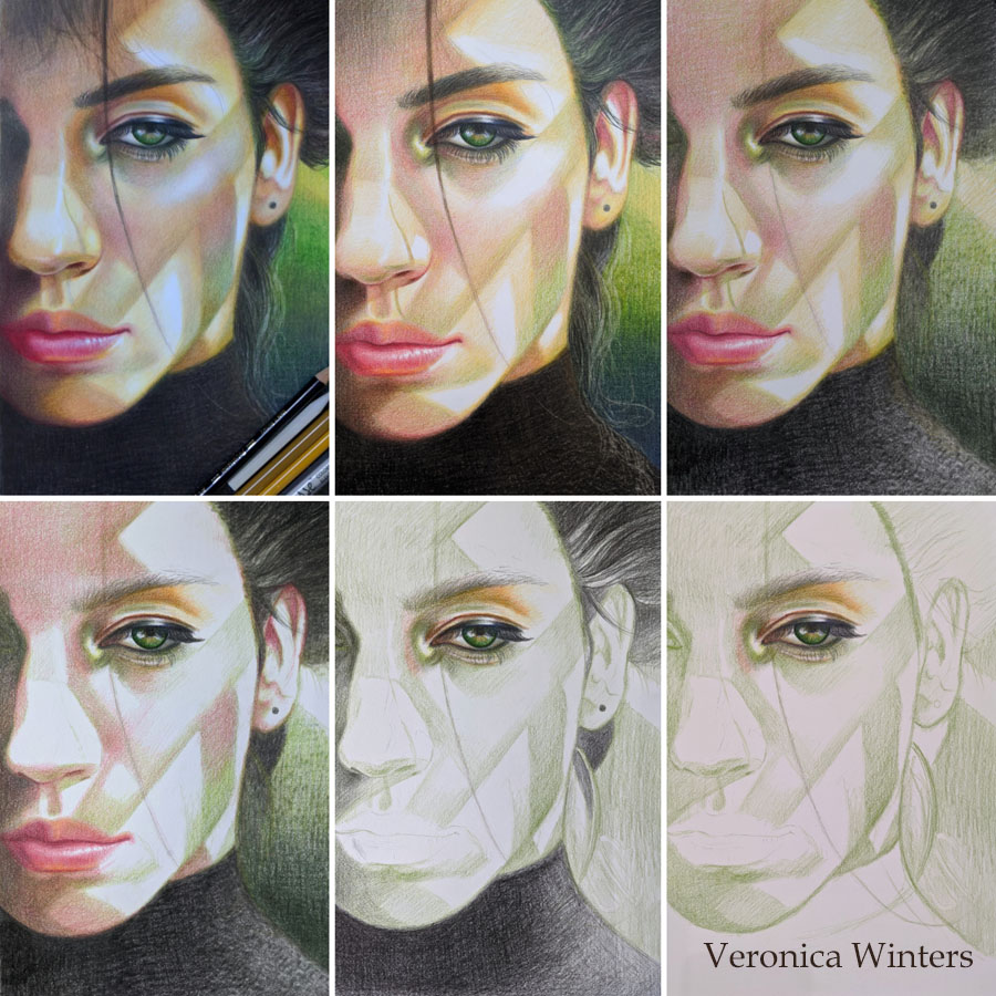 portrait drawing in colored pencil veronica winters