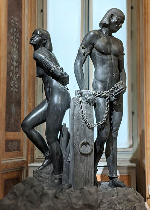 damien hirst_Pair of Slaves Bound for Execution-painted bronze sculpture-borghese g