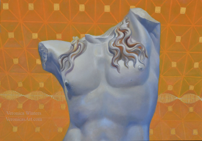 Torso Belvedere 24x36 inches, oil and acrylic on canvas, veronica winters