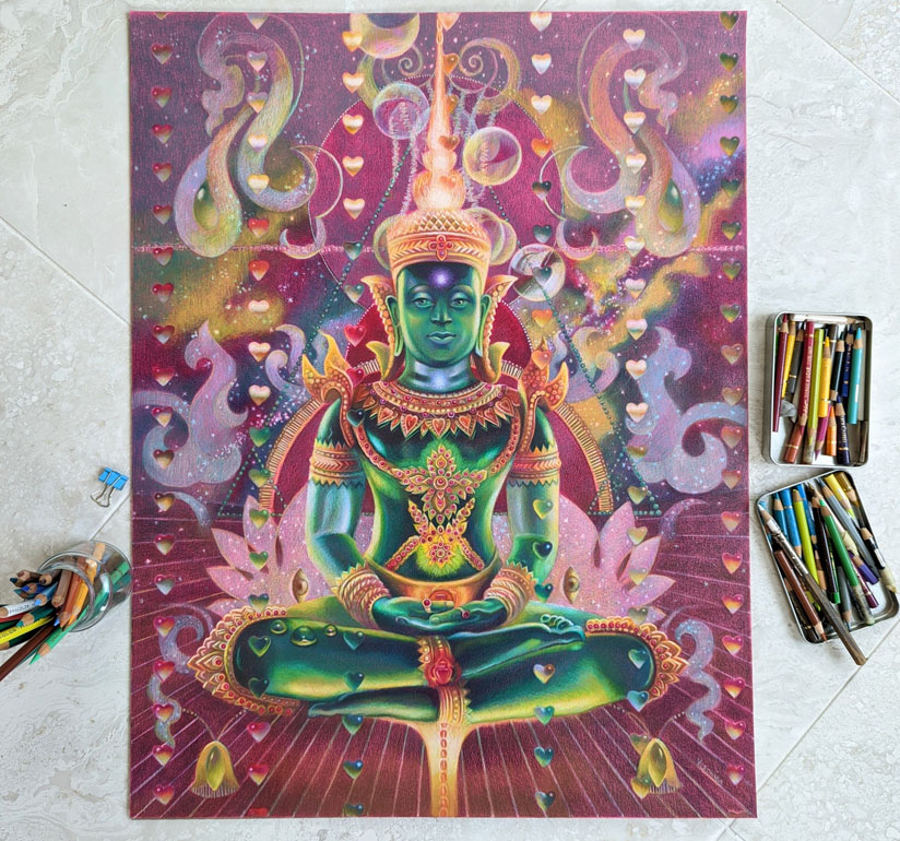 buddha art-veronica winters colored pencil