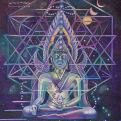 veronica winters colored pencil drawing of cosmic buddha