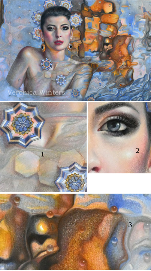 colored pencil drawing of Ice Maiden by veronica winters-pencil pressure- colored pencil techniques