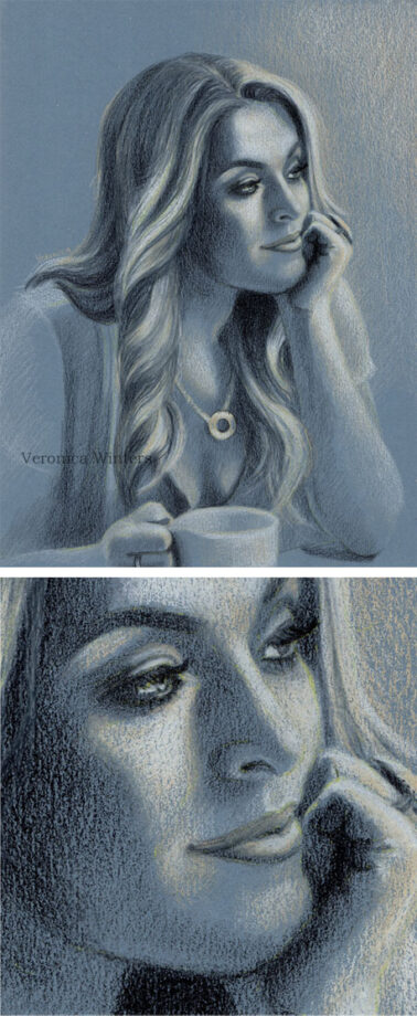 colored pencil drawing of Jasmine by veronica winters-pencil pressure- colored pencil techniques