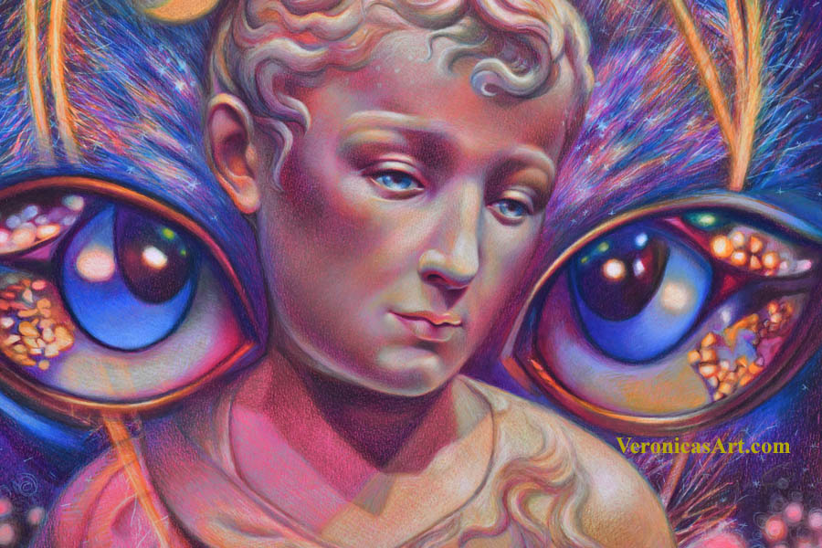 child of love, colored pencil on paper, close up,19x25, veronica winters