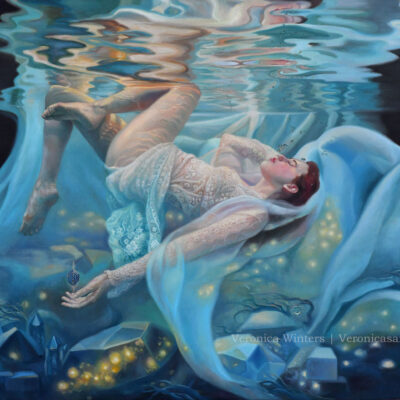 underwater painting of woman veronica winters painting