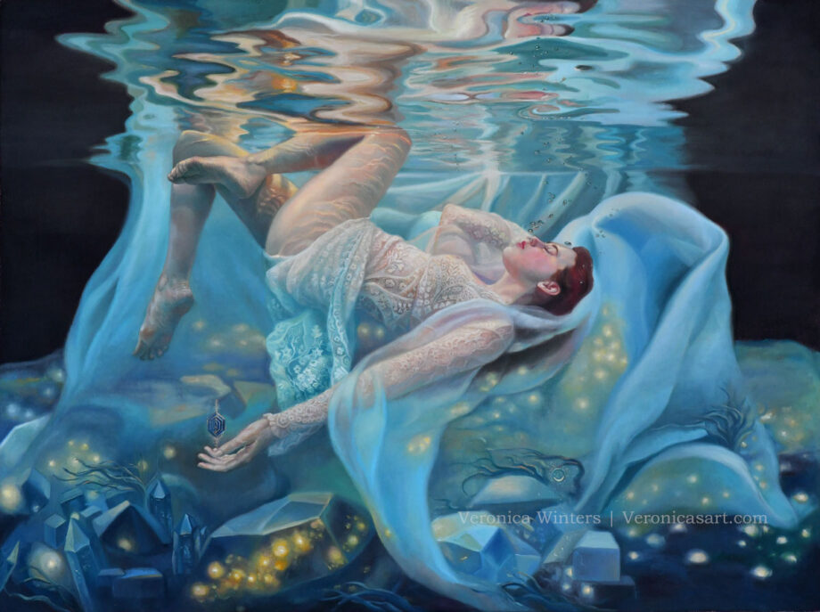 underwater painting of woman veronica winters painting