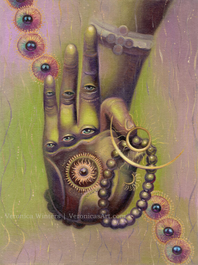 meaning of life-hand 9x12 oil painting-veronica winters art