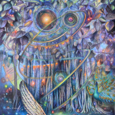 Magic Tree Portal, colored pencil drawing on matboard by Veronica Winters