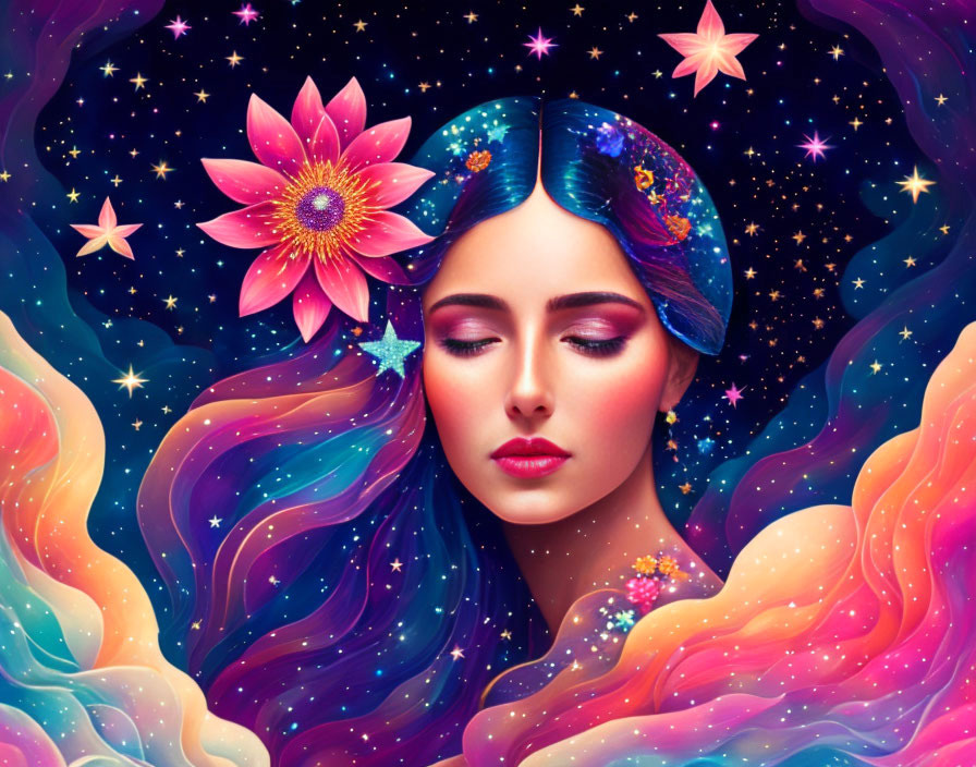 ai generated woman in cosmic space- deep dream generator-veronica winters blog