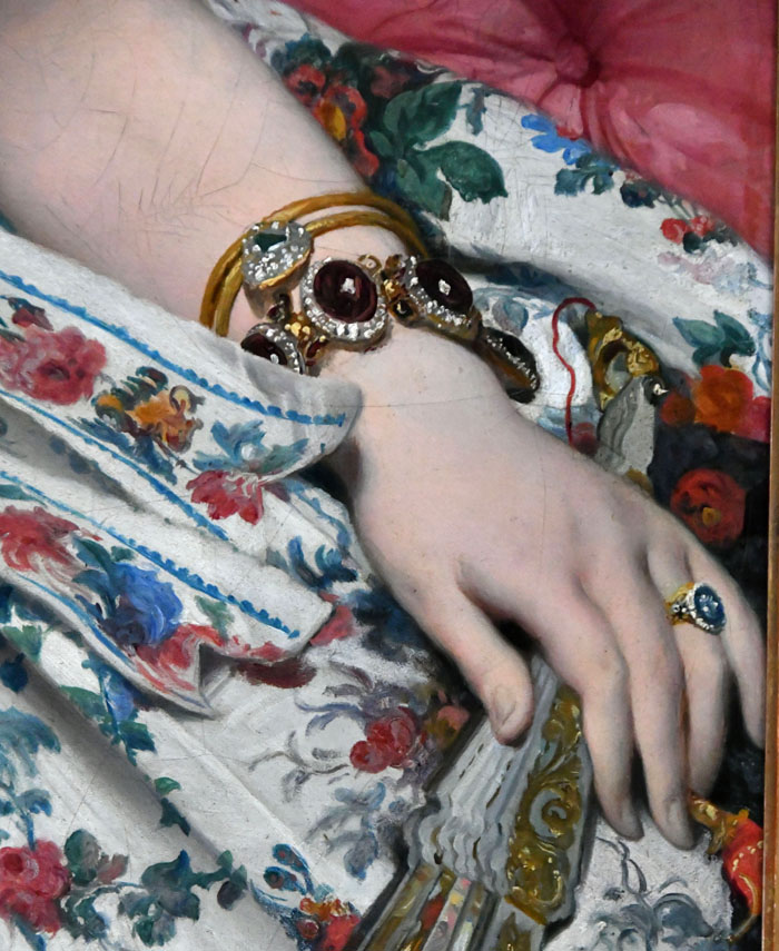 Ingres, Madame Moitessier-closeup of jewelry and hand-national gallery London