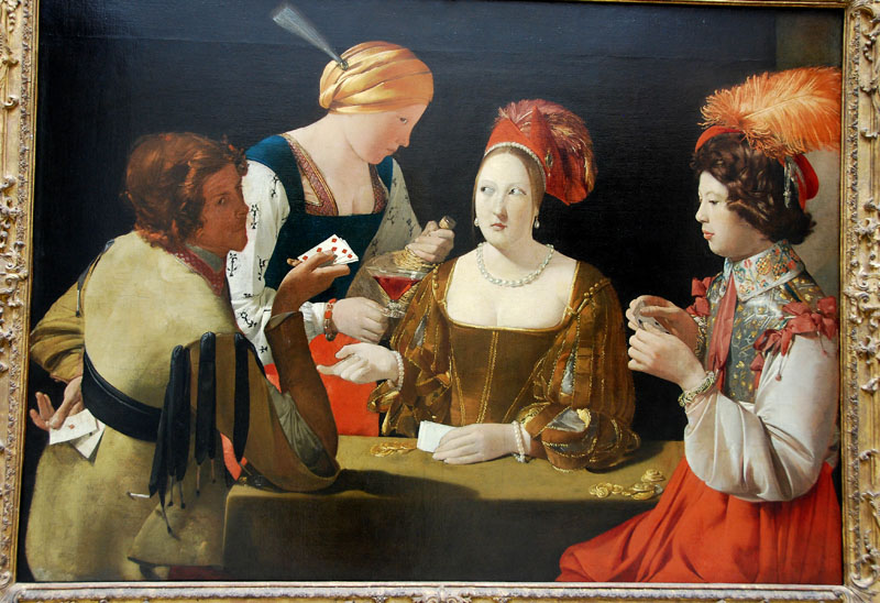 The Card Sharp with the Ace of Diamonds is an oil-on-canvas painting 1636–1638 by the French artist Georges de La Tour-veronica winters.
