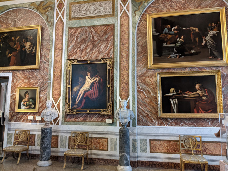 caravaggio wall in borghese gallery-veronica winters art blog