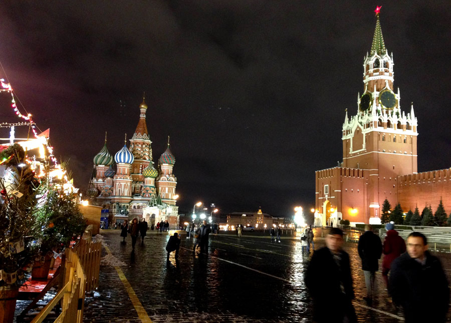 kremlin at night and st basil cathedral-veronica winters art blog