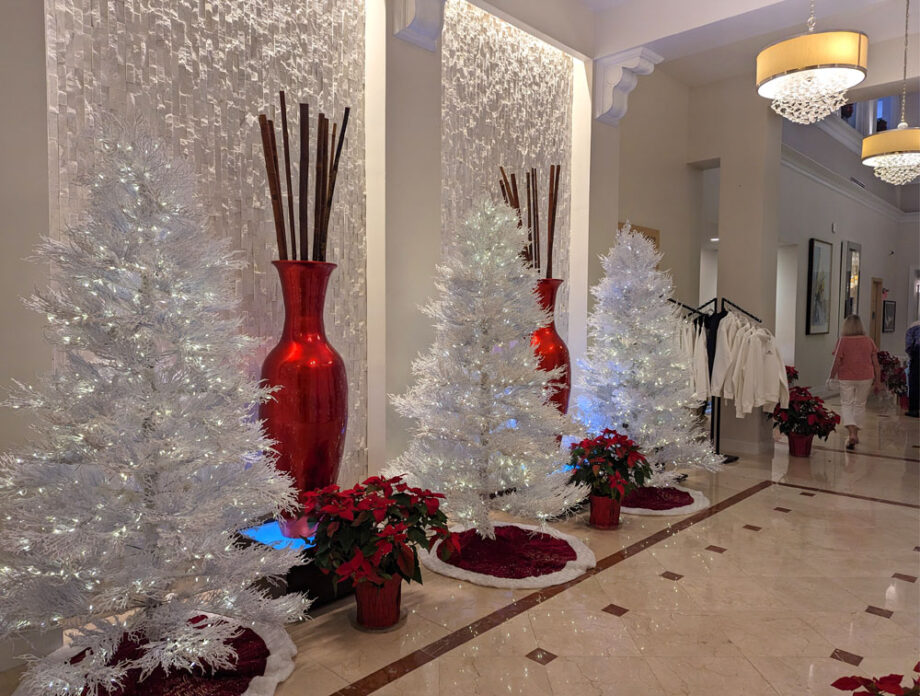 Christmas trees in lobby of hotel on 5th-sightseeing