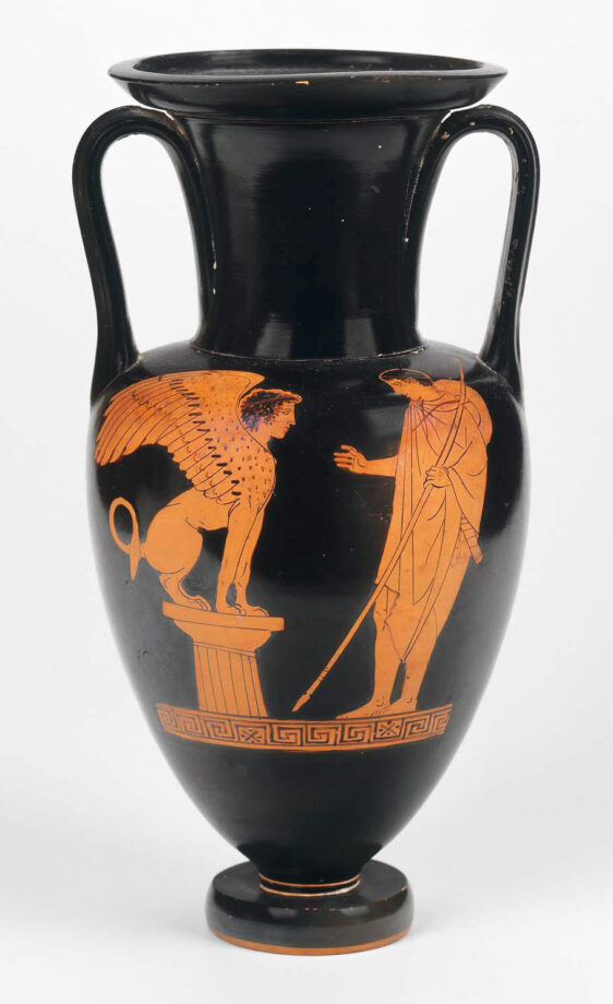 Amphora with Oedipus and the Sphinx of Thebes 450BCE -MFA Boston
