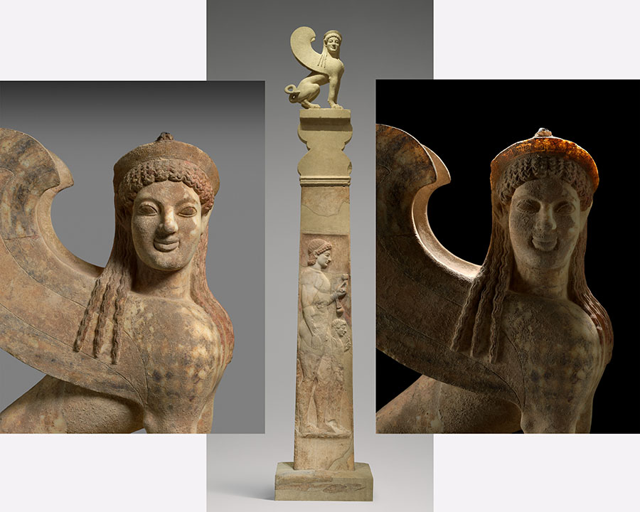 Marble-stele-grave-marker-with-a-youth-and-little-girl-and-a-capital-and-finial-in-the-form-of-a-sphinx-530bce-met