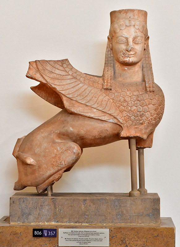 archaic sphinx 570 bc pentelic marble-spata