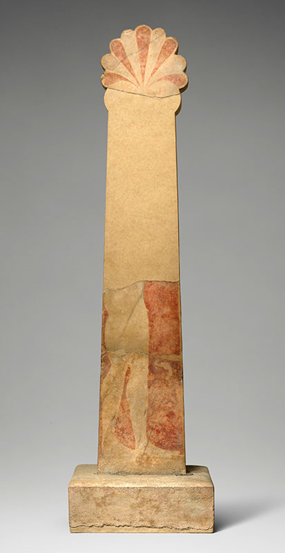 Marble grave stele of Antigenes with painted figure, 6th century BC, the Met