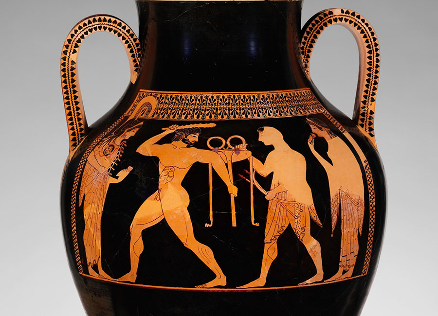 Apollo and Heracles fight for the Delphic tripod