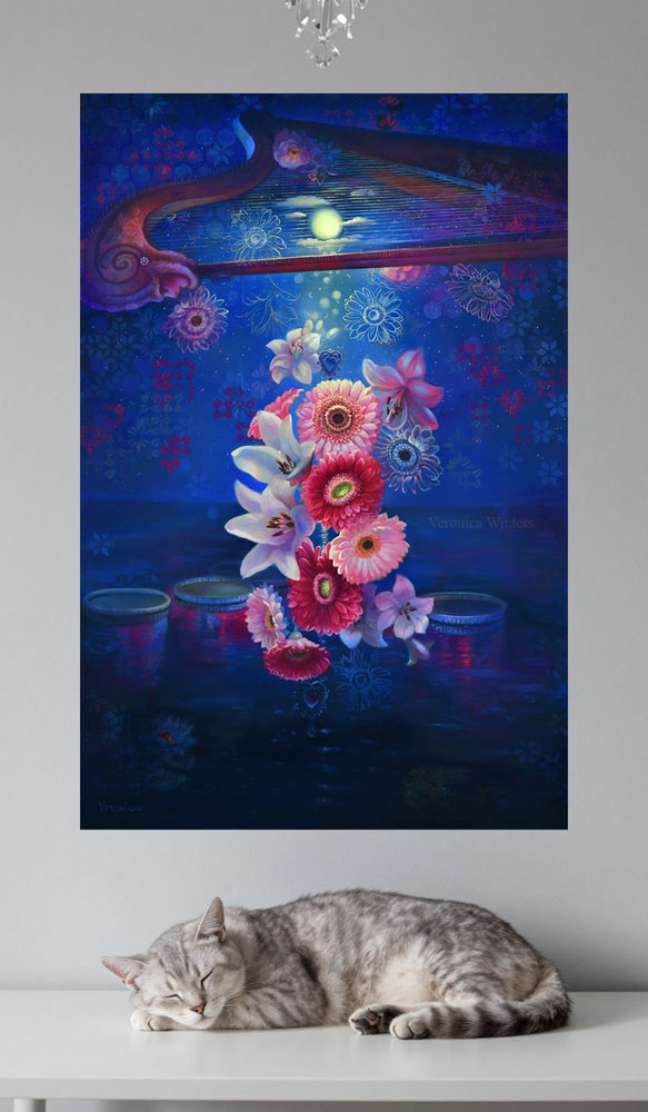 Divine Music, oil painting on wood panel - Image 4