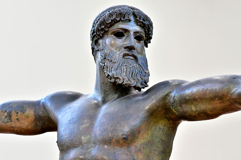 bronze statue of Zeus in Athens