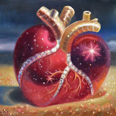 Red Universal Heart, oil painting