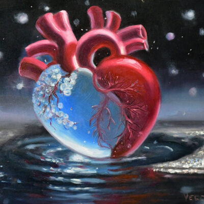Universal Heart on Ice, oil painting