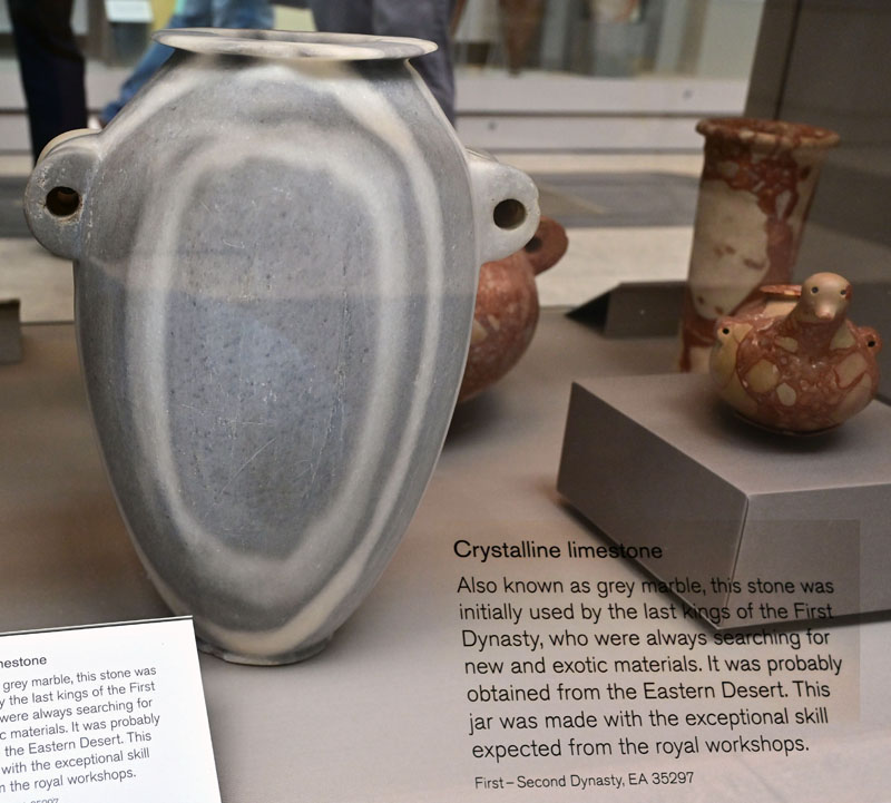 Predynastic Egyptian vase made of crystalline limestone