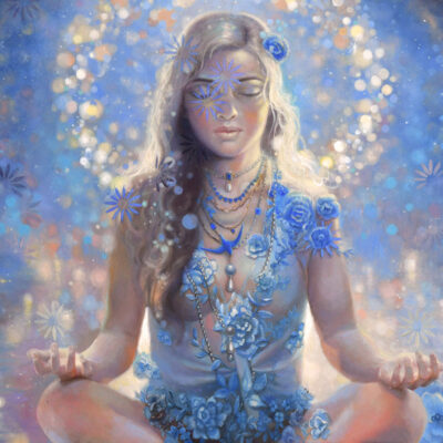 Meditation, oil painting on wood panel