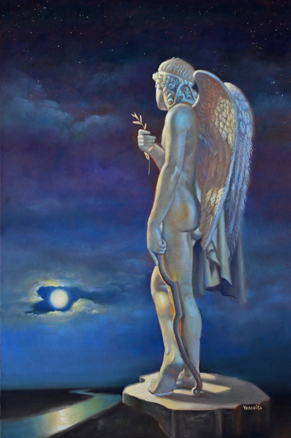 The Moon Realm, Cupid, oil painting