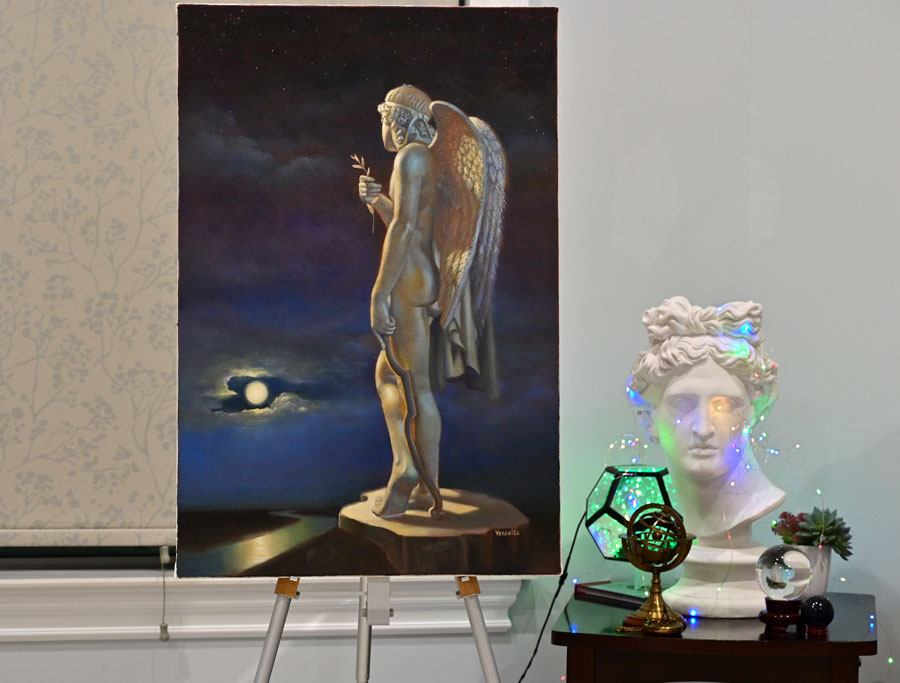 The Moon Realm, Cupid, oil painting - Image 2
